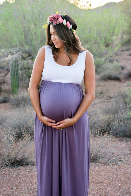 Desert Maternity shoot arizona blogger flower crown maternity shoot 