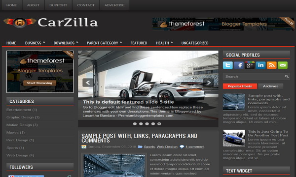 CarZilla 3 Column Blogger Template