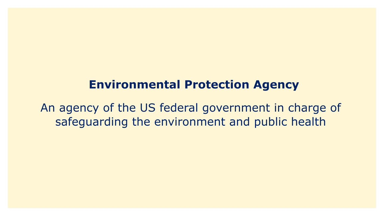 An agency of the US federal government in charge of safeguarding the environment and public health.