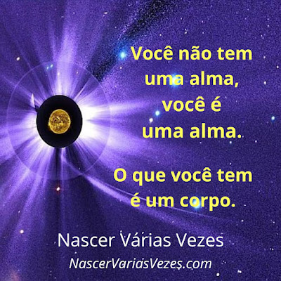 Você não tem uma alma, você é uma alma. O que você tem é um corpo. Nascer Várias Vezes