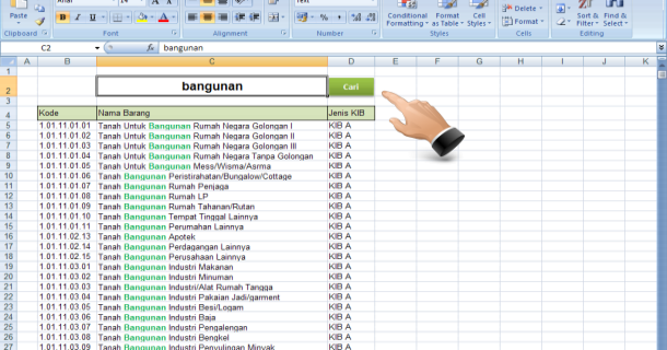 Aplikasi Cari Kode Barang dengan Microsoft Excel 