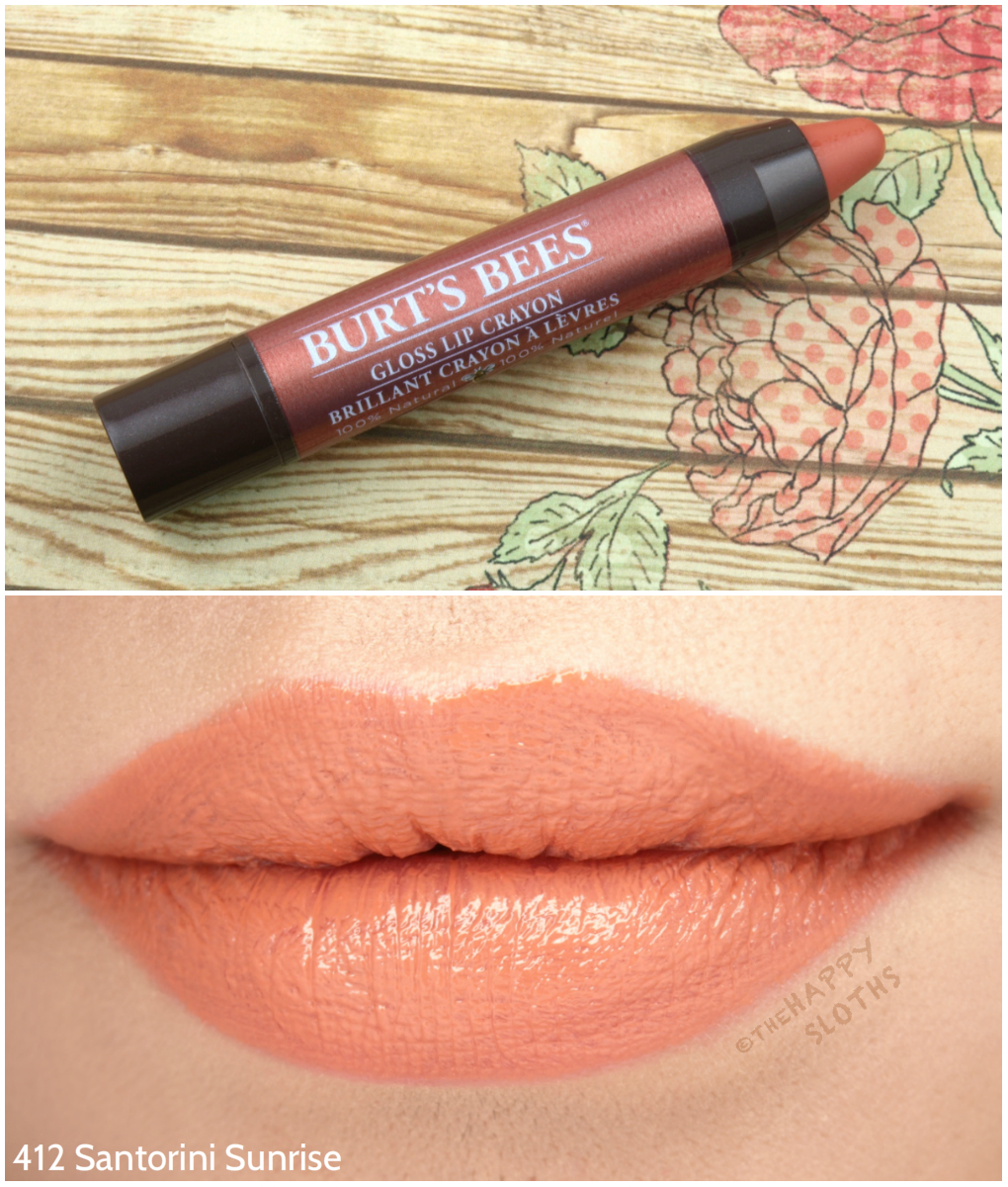 Burt's Bees Gloss Lip Crayon in 412 Santorini Sunrise: Review and Swatches