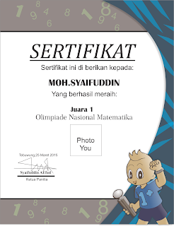 Download Sertifikat Olimpiade Matematika CDR