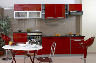 Modern Kitchen Design, Red Furniture