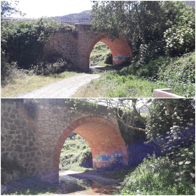 Cabra del Camp a Fontscaldetes, camí paral·lel al Torrent de Fonollosa a Cabra del Camp i pont sota del Camí de Cal Bolero a Fontscaldetes