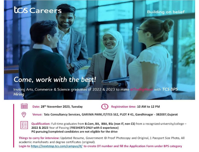 Tata Consultancy Services Hiring For Fresher Arts, Commerce & Science Graduates