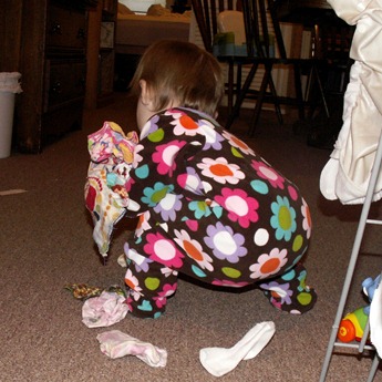 Elaine helping with teh diaper laundry