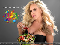 jenny mccarthy, hot wallpaper free for your computer background, holding salad bawl with flaunted big boobs