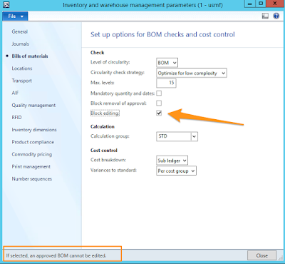 The Block editing parameter is available in Inventory and warehouse management parameters