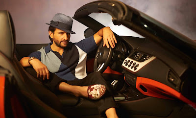 Indian Film Celebrity Saif Ali Khan in Car Photos