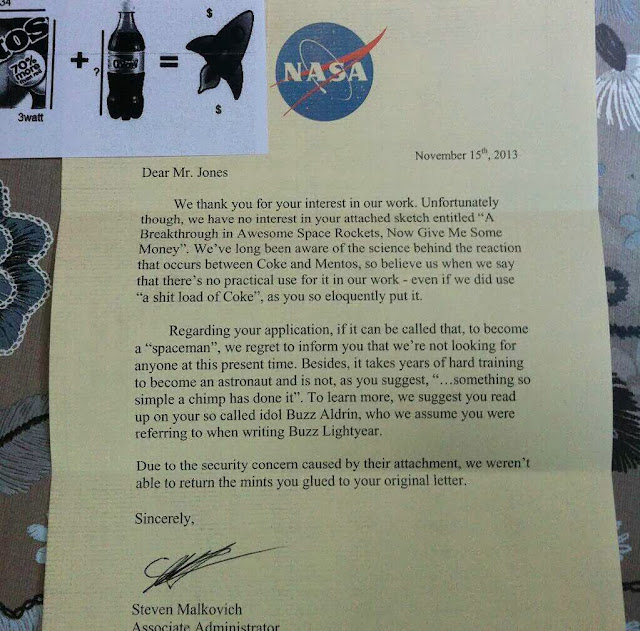 Funny Letter to NASA