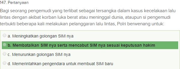 Contoh Soal Ujian teori SIM A dgn Kunci Jawaban Oktober 2018