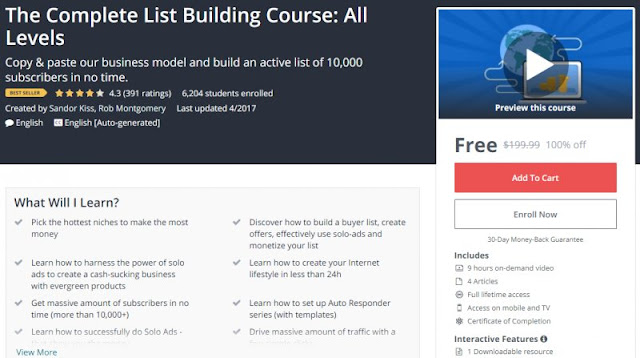 [100% Off] The Complete List Building Course: All Levels |BESTSELLING|