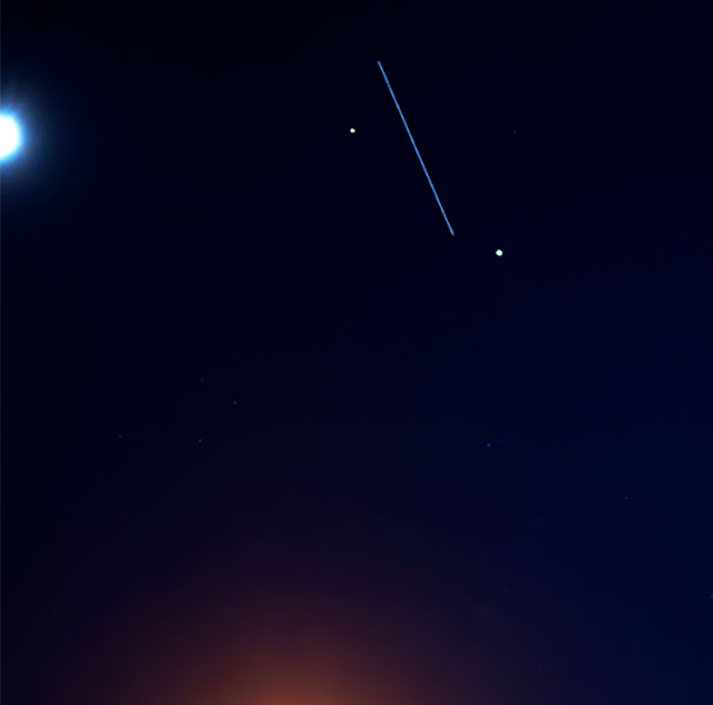 Cropped view of ISS as it passes between Jupiter and Saturn (Source: Palmia Observatory)
