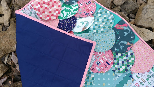 Hydra quilt - mermaid scales quilt pattern using Ahoy! Mermaids fabric from Riley Blake