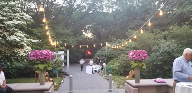 String Lights suspended above the entrance way at The Prospect Park Picnic House (Brooklyn, NY)