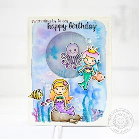 Sunny Studio Stamps: Magical Mermaids Watercolor Shaker Card by Lexa Levana