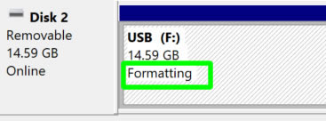 formatting usb fat32 using disk management