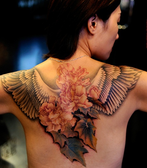 Female Angel Wing Tattoos On Back