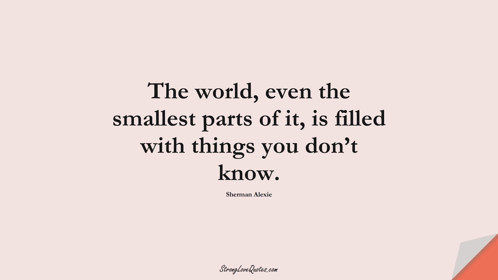 The world, even the smallest parts of it, is filled with things you don’t know. (Sherman Alexie);  #LearningQuotes