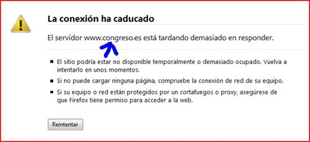 Ataque a las webs Así se vio la pagina del Congreso