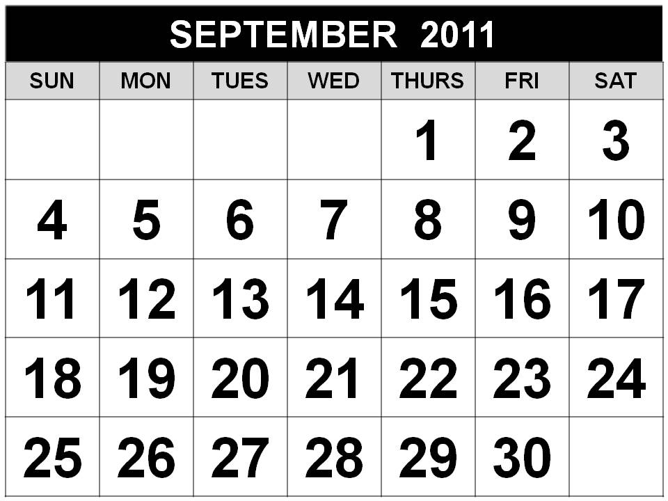 august september 2011 calendar. September 2011 Calender