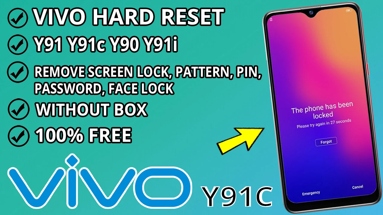 How To Hard Reset ViVo Y91c / Y90 / Y91i And Remove Screen Lock , Pattern , Pin , Password , Face Lock Without Box