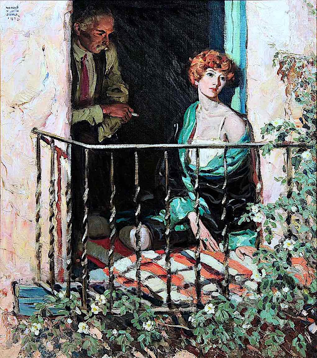 a Harold Von Schmidt illustration of a pensive woman missing her lover