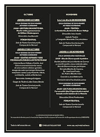 Programación de "DeLetreArtes" para octubre y noviembre 2016.
