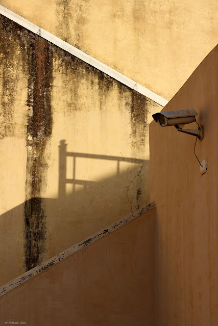 A Minimalist Photograph of a Security Camera placed at Jantar Mantar, Jaipur