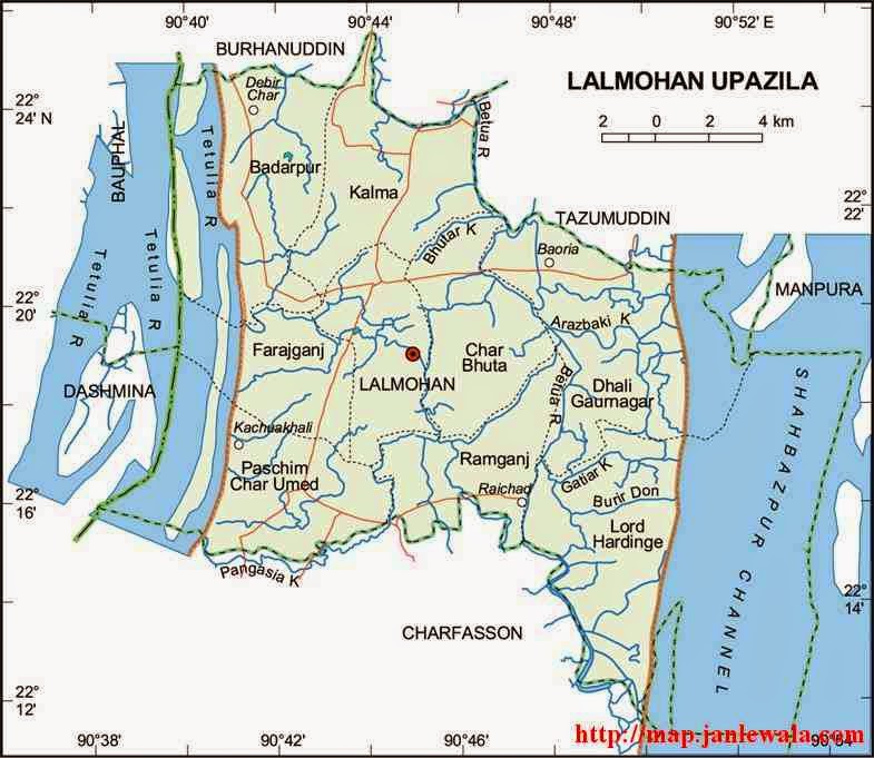 lalmohan upazila map of bangladesh