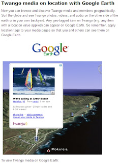 Twango content in Google Earth