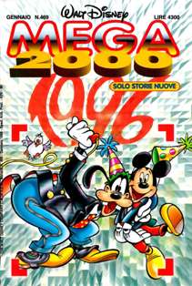 Almanacco Topolino 469 - Mega2000 46 - Gennaio 1996 | ISSN 1123-878X | CBR 215 dpi | Mensile | Fumetti | Universo Disney
L'Almanacco Topolino iniziò ad essere pubblicato nel 1957 come continuazione degli Albi d'Oro, una rivista che proponeva, alternativamente, storie tratte dall'universo Disney e storie non-Disney.
Nei primi anni trenta, con il nome di Albi d'Oro, la testata Almanacco Topolino venne utilizzata per pubblicare albi speciali, stagionali o annuali come nella moda statunitense. Dall'ottobre del 1956 la testata ha affiancato e poi sostituito la serie degli Albi d'Oro, divenuto semplicemente una piccola dicitura in un quadratino in alto a sinistra.
Sull'Almanacco Topolino venivano preferibilmente pubblicati fumetti stranieri, principalmente a causa del suo formato più ampio che consentiva di pubblicare le storie tipicamente a quattro strisce dell'estero senza rimontarle o ridurle in dimensioni. Alcuni anni più tardi, nel gennaio del 1970, venne adottata una nuova numerazione, partendo dal 157, ovvero contando i numeri usciti dal gennaio 1957 in poi, che diventa così il primo numero ufficiale della serie. Fino al dicembre 1981, la rivista aveva la caratteristica di essere stampata alternando due pagine a colori e due in bianco e nero: dal mese seguente divenne invece interamente a colori.
Dal gennaio 1985 la rivista ha assunto un formato ridotto e ha cambiato il suo nome in Mega Almanacco e successivamente in Mega 2000 e in Mega 3000 (dal 2000). Nel corso degli anni novanta ha iniziato a presentare al pubblico anche storie danesi e brasiliane, oltre a quelle statunitensi e olandesi.
L'Almanacco Topolino è stato ripreso nel corso dell'aprile 1999 come trimestrale: presentava le ristampe delle più illustri storie mai pubblicate sulla prima serie. Si è conclusa con il numero 13 del marzo 2002.
Buona parte delle storie classiche apparse sulla prima serie della rivista sono ristampate sulla testata Le Imperdibili, che si avvale delle copertine di Marco Rota. Anche questa serie ha chiuso i battenti, con il numero 33 del settembre 2007.
La rivista ha avuto questi titoli:
- Albi d'Oro: inizia come settimanale, presentando anche storie non-Disney, quindi diventa mensile con storie solo Disney fino al dicembre 1956;
- Almanacco Topolino: dal gennaio 1957 fino al dicembre 1984;
- Mega Almanacco: partito con il numero 337, nel gennaio 1985;
- Mega 2000: partito dal numero 424, nell'aprile del 1992;
- Mega 3000: partito dal numero 521, nel maggio 2000;
- Mega: partito con il numero 596 ad agosto 2006, e terminato con il numero 613 a gennaio 2008.
Tutte queste serie sono da considerarsi un'unica collana in virtù della numerazione continua.