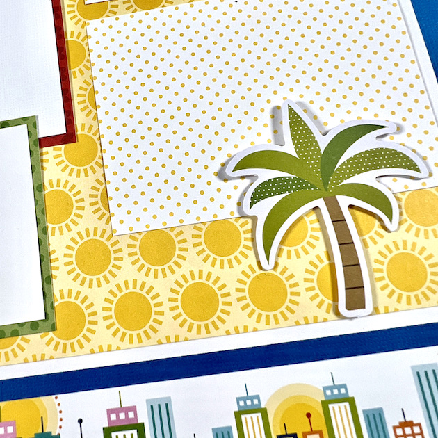 Travel scrapbook page for tropical vacation photos