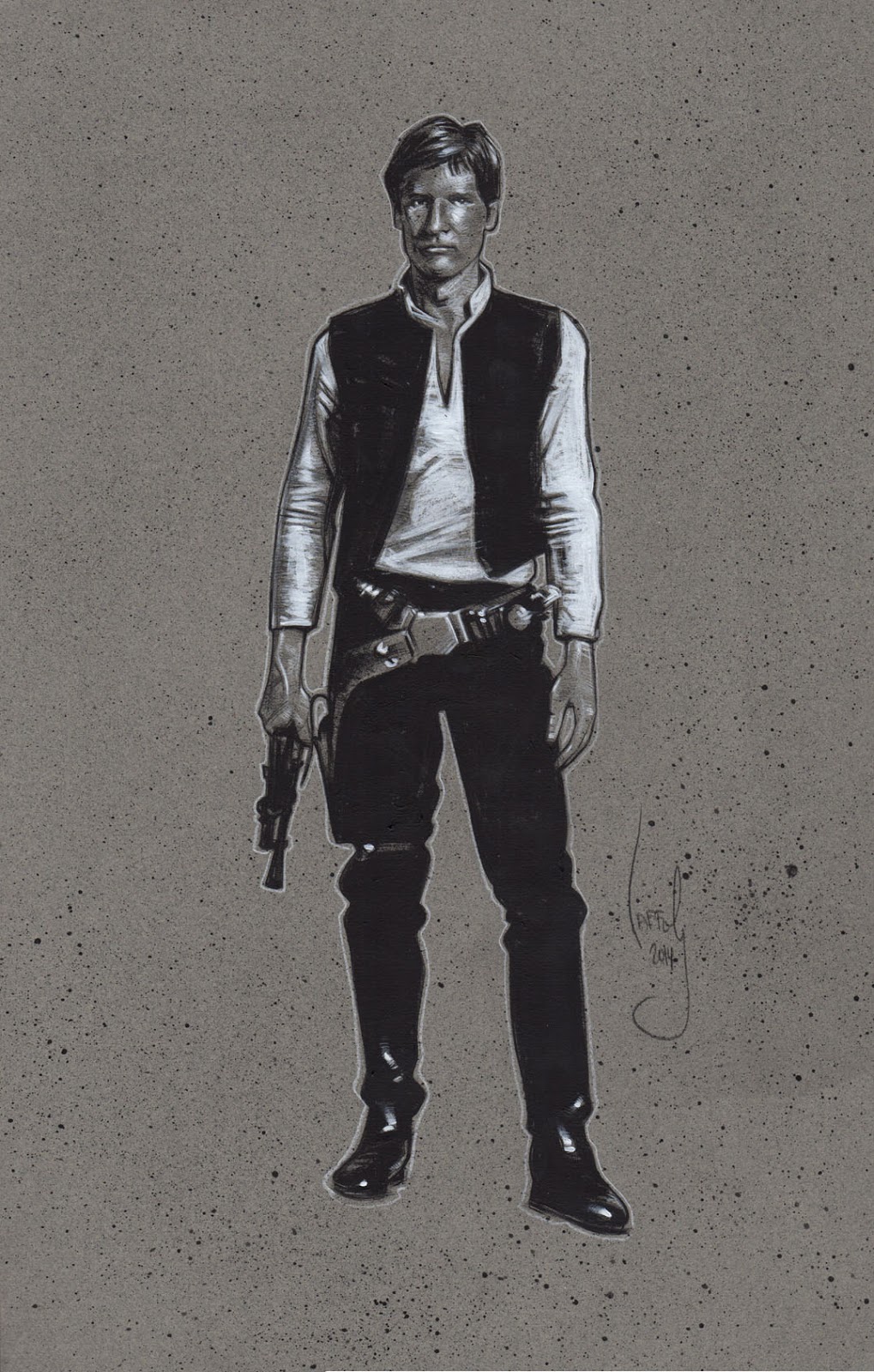 Han Solo, Harrison Ford Drawing, Artwork is Copyright © 2014 Jeff Lafferty