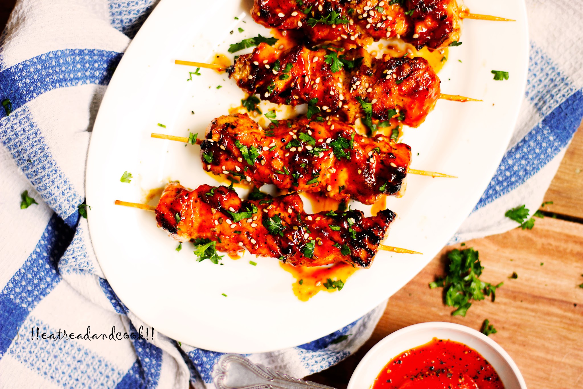 Honey and Hot Sauce Skewered Chicken recipe and preparation