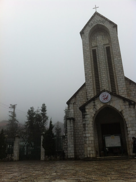 Hanoi city church fog