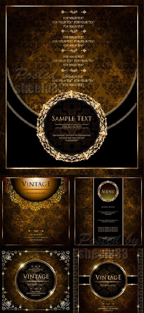 Vintage Golden Backgrounds Vector