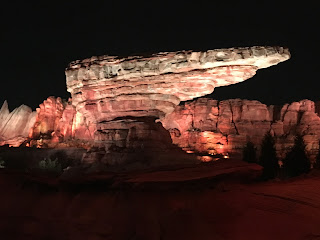 Cars Land Mountains at Night Disney California Adventure Disneyland