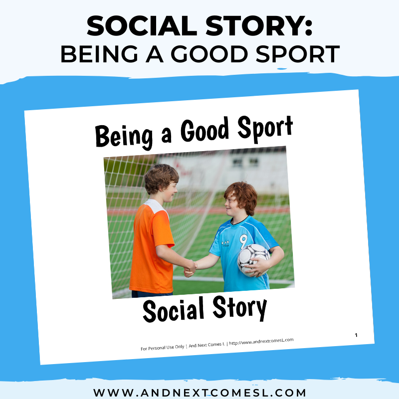 Printable social story for kids with autism about being a good sport