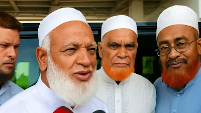 জামায়াত আমির ডা. শফিকুর রহমান সৈয়দপুরে সাংবাদিকদের সঙ্গে বক্তব্য দিচ্ছেন