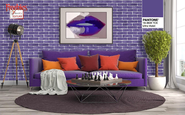 trend amongst the Pantone color of the twelvemonth  Freebies today: Wall Brick texture seamless Ultra Violet Pantone 18-3838