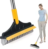 TEKCOOL 2-in-1 Bathroom Cleaning Brush with Wiper and Long Handle - 120° Rotating Floor Scrub Brush for Tiles, Kitchen, and Home Cleaning Accessories.