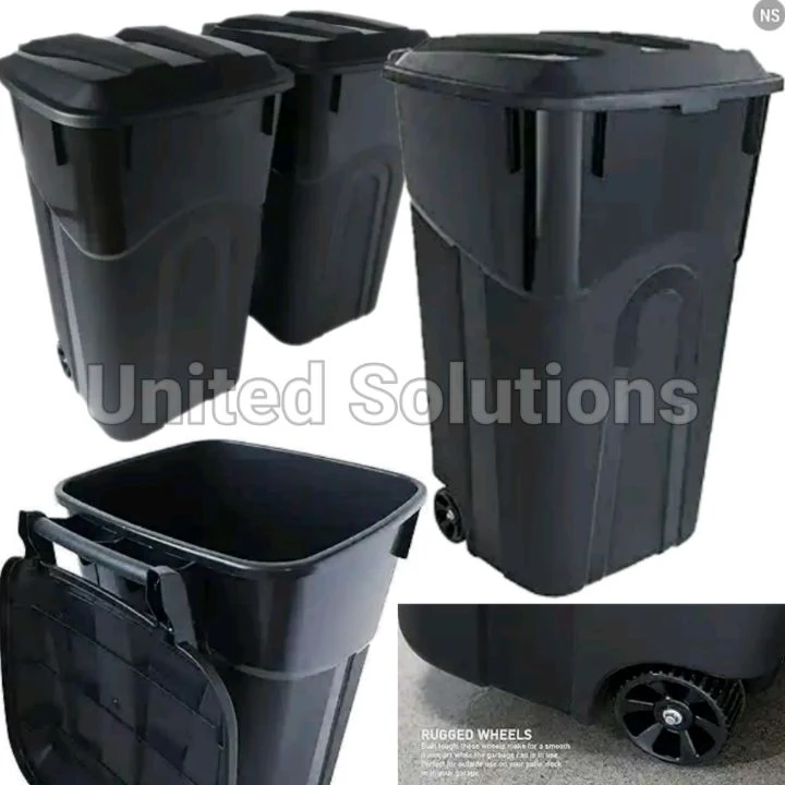 Outdoor Trash Can by United Solutions: 32-Gallon Garbage Dustbin with Wheels and Lock Lid - Shoppers Guide