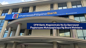 As a fulfillment of President Rodrigo Duterte's promise to the overseas Filipino workers (OFW), he signed EO 44 directing the Philippine Postal Corp. (PhilPost) and the Bureau of the Treasury (BTr) to transfer their Postal bank shares to the Land Bank of the Philippines (Landbank) at zero value.  The Overseas Filipino Bank has been launched last year but it was not in full operation since then. According to labor Secretary Silvestre Bello III, the bank will operate as soon as the remaining 3 board members are appointed. That is also the statement of Presidential Spokesperson Salvador Panelo during a press briefing at the Malacañang Palace.      Ads      Presidential Spokesperson Salvador Panelo made the assurance after Labor Secretary Silvestre Bello III raised concerns during Monday night’s Cabinet meeting that no appointment has been made in the bank’s board of directors.  Panelo said in a Palace briefing that the bank will operate as the 3 members are appointed. However, he did not mention which positions are needed to be filled.  The Landbank president will be the chairman of the board. Other members are Landbank-designated OFW president as vice chairperson; four Landbank-designated directors or officers as members; one representing the Department of Labor and Employment; a representative from the Overseas Workers Welfare Administration; and a private sector member to represent the OFWs.    Ads          Sponsored Links    The OFW Bank has not yet started its operation for more than a year since it was launched because board members have yet to be appointed.  Panelo said Duterte has already directed the Department of Finance (DOF) to hasten the review of the appointments.    Panelo assured the public that the bank will soon serve the OFWs as the president wants the vetting to speed up so that he can already appoint and fill the three remaining positions for the board.  He also assured that the Duterte administration continues to prioritize all problems concerning OFWs.  The DOF is also trying to make the bank digital to make it easier for OFWs to use their smartphones in all of their transactions, according to Panelo.  Under the EO, Landbank was ordered to ensure the capitalization of the Overseas Filipino Bank.