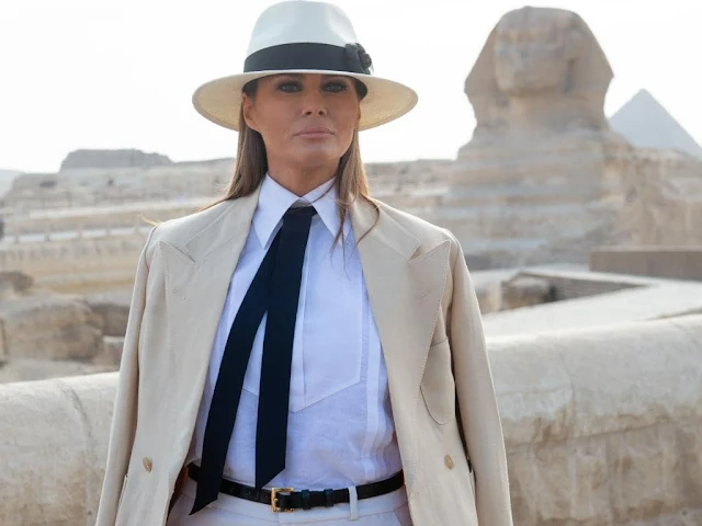 US First Lady Melania Trump tours the Egyptian pyramids and Sphinx in Giza