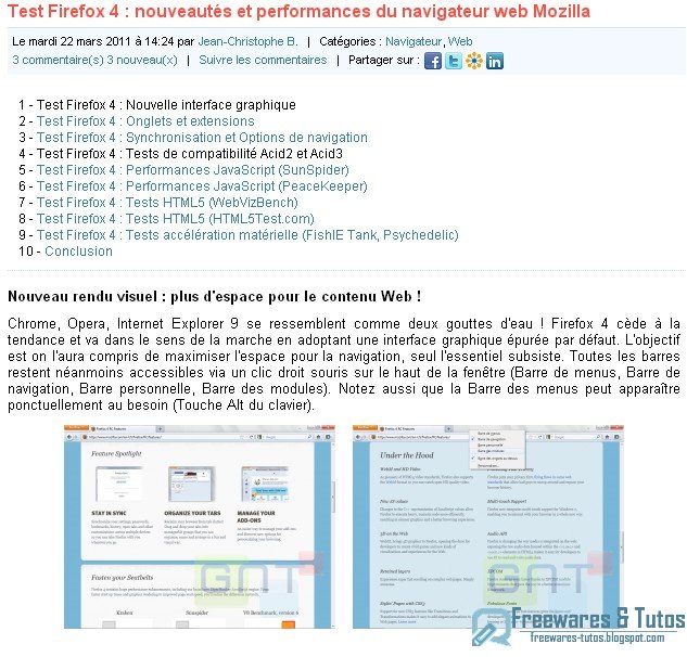 Le site du jour : Test de Firefox 4.0
