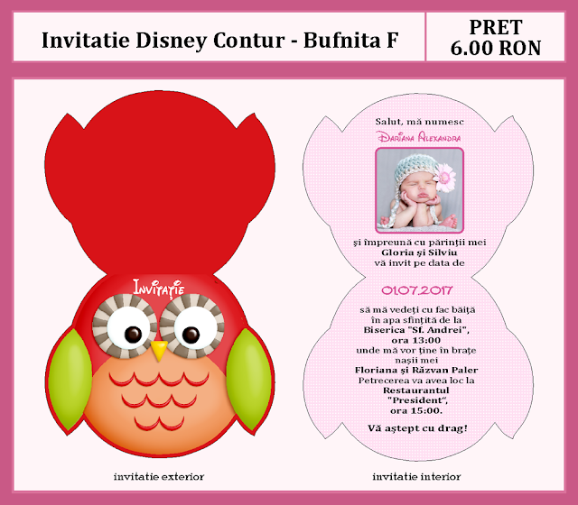 invitatii botez contur Bufnita