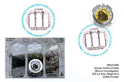 tarjeta, matasellos, sello, Santa María del Naranco