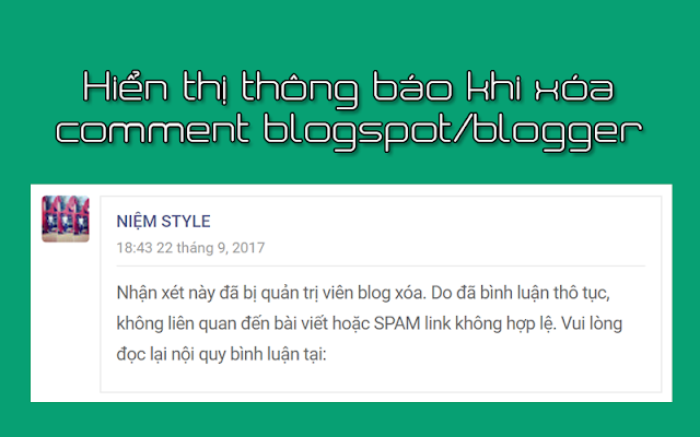 Hiển thị thông báo khi xóa Comment blogspot/blogger